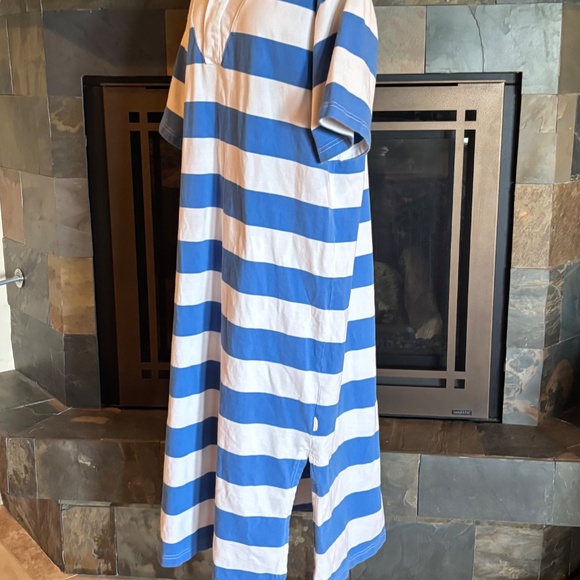 Anthropologie Oversized Blue Striped Rugby Maxi Dress S Bust 48" - Picture 3 of 5